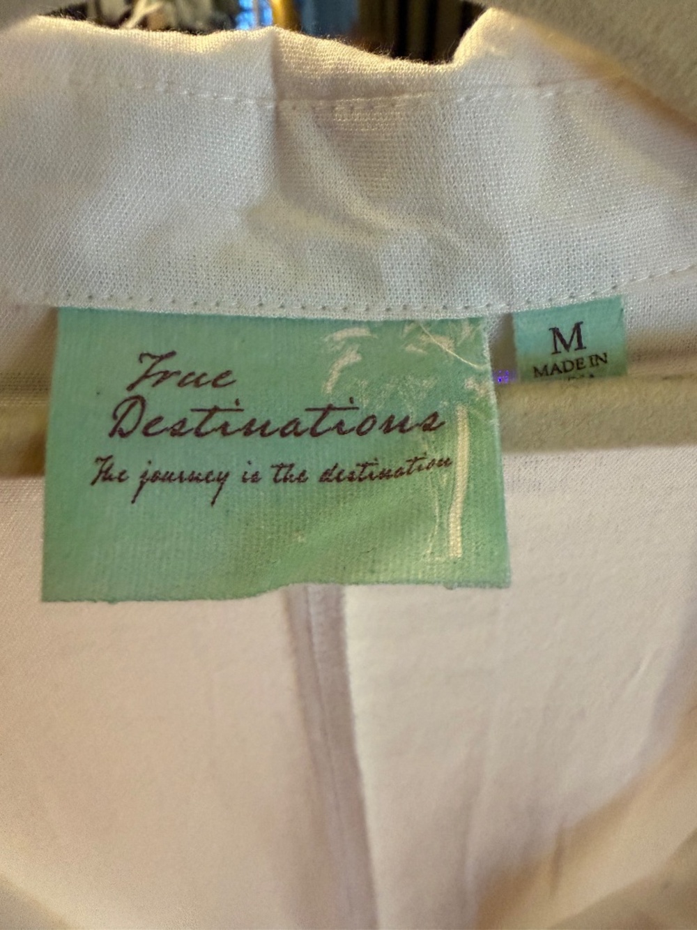 True Destinations White Collared Shirt Dress Size M Beach Resort Cover Up Dress - Picture 2 of 2